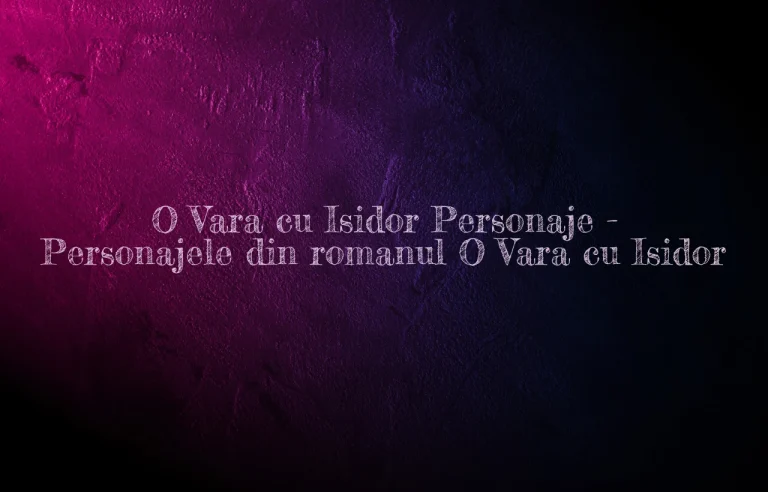 o vara cu isidor personaje